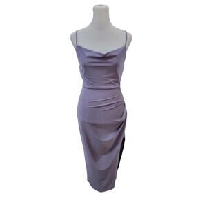 Q USA Women's Satin Sleeveless Sleek Slip Midi Dress Size‎ Medium Purple